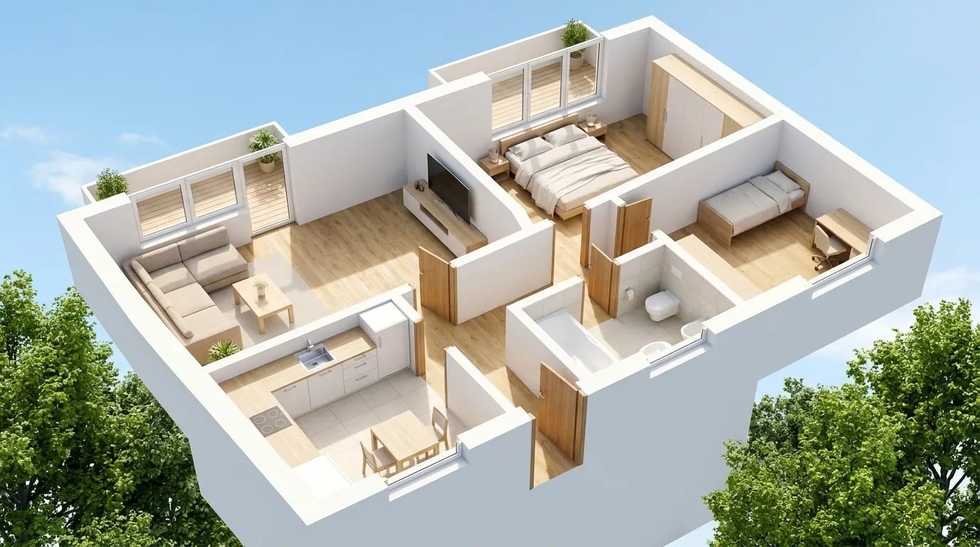 Grundriss als 3D-Ansicht